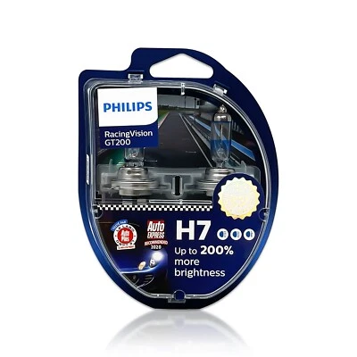 Philips RacingVision GT200 H7 Halogen Headlight Bulbs 12972RGTS2 12V Pack of 2 - Image 1 of 4