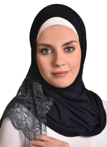 AL- Amira hijab-Sciarpa donna musulmana cotone Ameera hijab islamico nero - Foto 1 di 4