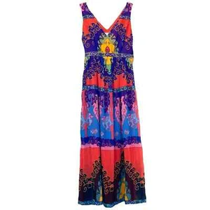 Modcloth Medium Boho Indigo Muster the Length Multicolor V-Neck Maxi Dress  - Picture 1 of 8