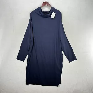 Essential Bodywear Dress Women L Blue Modal Midi Sleep Cowl Neck Oversized Comfy - Picture 1 of 11