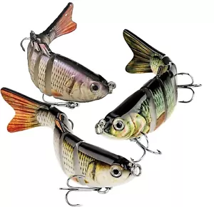 3PCS Lifelike 7 Segments fish lure Multi-Jointed swimbait crankbait Crucian Carp - Picture 1 of 11