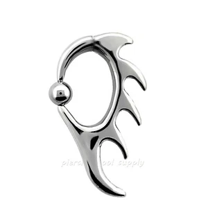 Anello con perline cative tribali in acciaio chirurgico 8G 316L - Foto 1 di 2