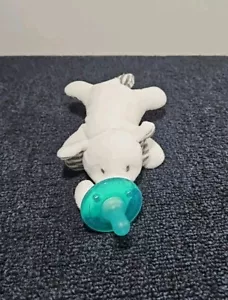 Wubbanub grau & weiß Streifen Elefant Baby Soothie Lovey Schnuller Plüsch - Bild 1 von 6
