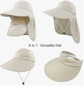 3 PACK - Gardening Hat Women Sunshade Wide Brim Fishing Visor Face Neck Flap - Picture 1 of 6