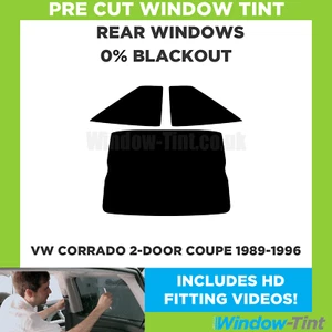 For VW Corrado 2-door Coupe 1989-1996 Pre Cut Window Tint Rear 0% Blackout Film - Picture 1 of 10