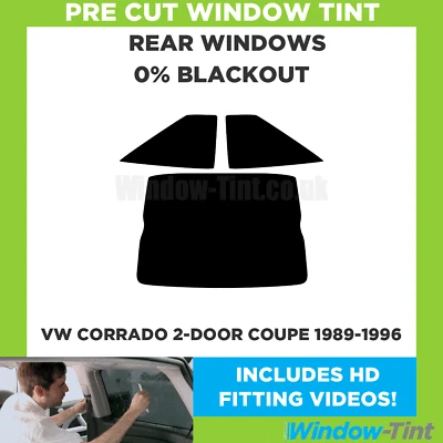 For VW Corrado 2-door Coupe 1989-1996 Pre Cut Window Tint Rear 0% Blackout Film - Image 1 of 4