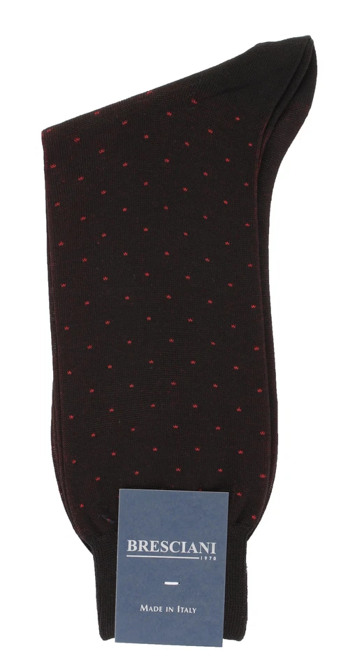 NWT BRESCIANI SOCKS 2 PAIRS LOT calf length dark brown cotton luxury Italy L - Image 1 of 1