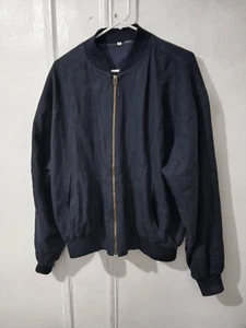 Vintage henry grethel mens medium bomber chore jacket linen blue navy - Picture 1 of 7