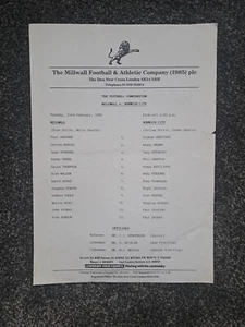 MILLWALL RES V NORWICH CITY RES 1987-88 COMBINATION - Picture 1 of 1
