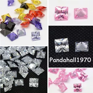 Klasse A quadratisch geformt facettiert kubisch Zirkonia spitz hinten Cabochons Schmuck Perle - Bild 1 von 6