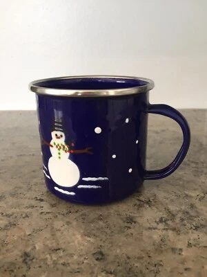 The Golden Rabbit II by Denise S Harvey Snowman Cup Vintage 1997 Enamelware - Image 1 of 4