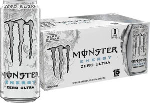 Monster Energy Zero Ultra, Sugar Free Energy Drink, 16 Ounce (Pack of 15) - Picture 1 of 7