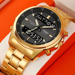 Luxury Waterproof Analog Watch Mens Stainless Steel Digital Wrist Watches Gift - Picture 1 of 25