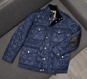 Authentic Men's Burberry Garrington Elevated Quilted Jacket Coat Blue Size XL - Picture 1 of 18