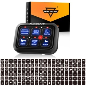 AUXBEAM Blue 6 Gang Switch Panel Circuit Relay System Box+120PCS Stickers Labels - Picture 1 of 12