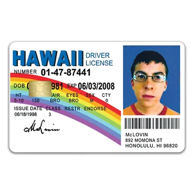 KCD 3 Pack McLovin ID Credit Card Skin Debit Sticker Funny Decal Cover Super Bad