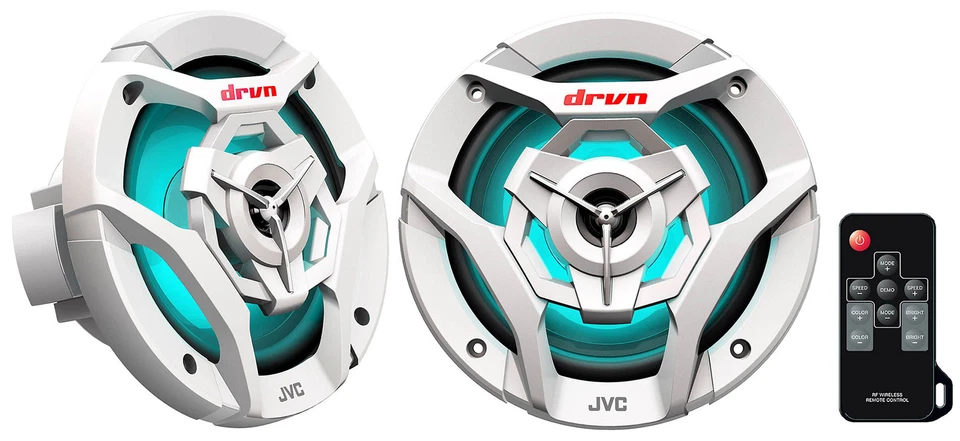 (2) Altavoces JVC CS-DR621MWL 6.5" 75 vatios RMS 2 vías RBG LED barco marino en blanco Foto 1 de 4