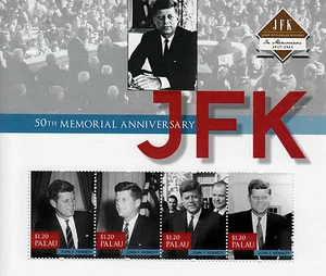 Estampillas Palau 2013 montadas sin montar o nunca montadas John F. Kennedy 50th Mem Anniv I 4v M/S JFK de presidentes de EE. UU. - Imagen 1 de 1