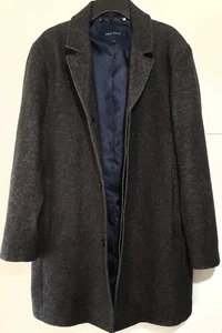 Cole Haan Mens Coat Jacket Wool  Neck/Bags Leather Trim  Blue  Liner  Size XL/TG - Picture 1 of 19