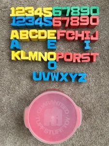 Vintage MATTEL TUFF STUFF 50 ALPHABET BLOCKS AND NUMBERS IN TUB COMPLETE! - Picture 1 of 5