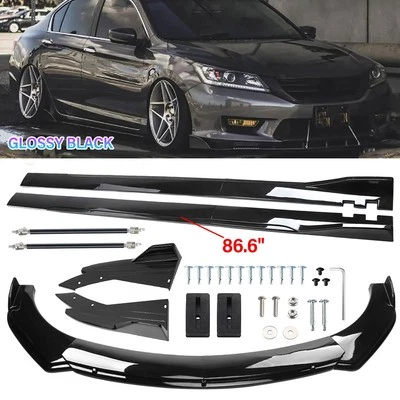 For Honda Accord Front Bumper Spoiler Kit / Side Skirt / Rear Lip Glossy Black - Изображение 1 из 4