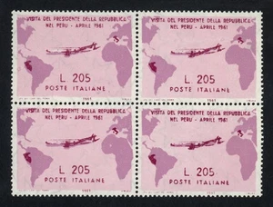 Italy Stamps 1961 Gronchi L 205 Pink Lilac Block Of 4, Forgery on WMK Paper MNH - Picture 1 of 2