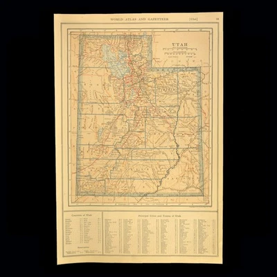 Винтажная карта железной дороги UTAH настенное искусство декор старая оригинальная антикварная ДАТИРОВАНА 1921 годом - Изображение 1 из 4