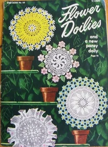 VTG 40s FLOWER DOILIES Star Crochet Pattern Book No 64 Rose Pansy Daisy Doily - Picture 1 of 3