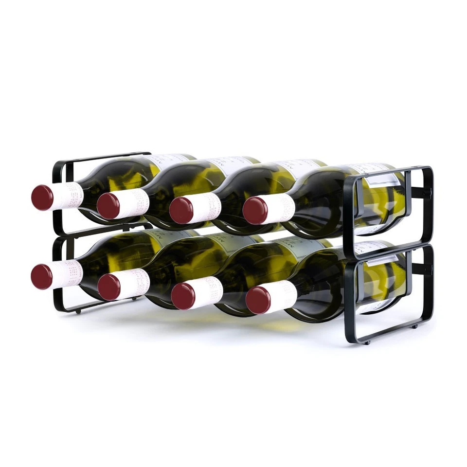 Livivo Modular Wine Rack Set of 2 Matte Black Stackable Steel Bottle Holders - Image 1 of 4