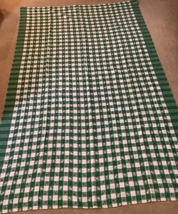 "Mantel damasco 88x55"" vintage verde blanco patrón a cuadros con cerezas y peras (132ia" - Imagen 1 de 7