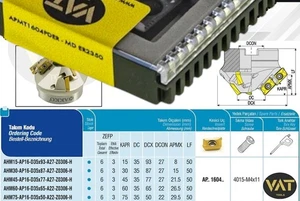 AKKO Fresa a fibra 45°AHM45-AP16-D35x77-A27-Z0306-H + APMT1604PDER-MD ER2350 - Foto 1 di 3