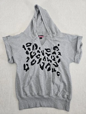 Joe Boxer Sudadera con Capucha Mujer Grande Gris Estampado Leopardo Cordón Manga Corta Bolsillo Foto 1 de 4