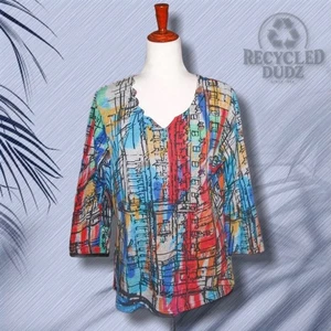 Prenda para el torso pulóver mediano con cuello en V abstracto artístico arte ropa ciudad - Imagen 1 de 7