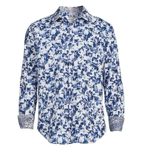 Camicia Robert Graham Pickens vestibilità classica floreale uomo L blu AOP lino - Foto 1 di 13