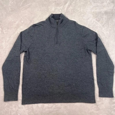 UNTUCKit Sweater Mens XL Extra Large Gray Knit Pullover 1/4 Zip 100% Merino Wool - Image 1 of 4