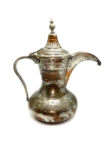 Antike Dallah Messing Beduinen Kaffeekanne Naher Osten Messing feine Gravuren - Bild 1 von 18