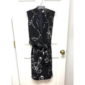 Jones New York Black and White Dress, Faux Wrap, Sleeveless, Women's Size 10 - Picture 1 of 5