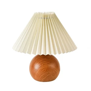 Cute Small Pleated Lamp, Modern Bedside Nightstand Light with Beige Lampshade... - Picture 1 of 8