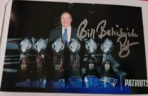 BILL BELICHICK NEW ENGLAND PATRIOTS ICON COACH SIGNED AUTOGRAMM TROPHÄE 4x6 FOTO - Bild 1 von 2