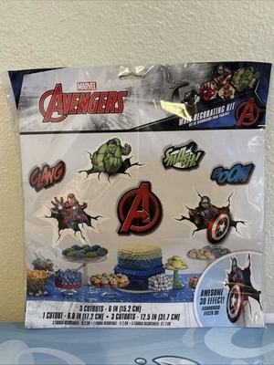 Marvel Avengers 6-12,5 pulgadas Kit de decoración de pared 7 piezas. Fiesta de cumpleaños Foto 1 de 2