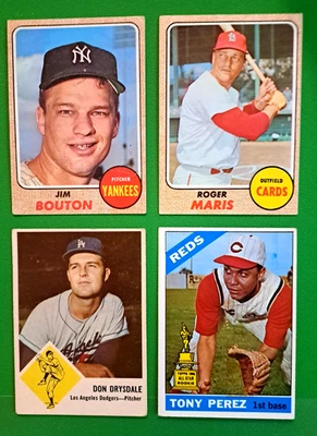 CLÁSICOS ARRUGADOS '68 Topps Maris Bouton '66 Topps Pérez '63 Fleer Drysdale Foto 1 de 2