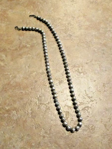 18" VINTAGE Navajo Sterling Silver PEARLS Bead Necklace on Foxtail Chain - Picture 1 of 12