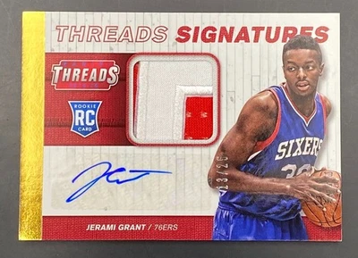 2014-15 Panini Threads Jerami Grant Rookie Auto Signatures Prime #/25 76ers RC - Image 1 of 4