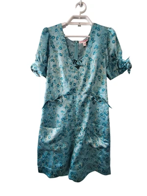 Betsey Johnson nuevo con etiquetas mameluco vintage mujer 8 turquesa 100% seda Foto 1 de 4