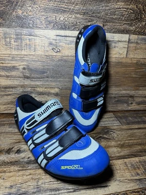 Велосипедные туфли Shimano SPD-SL, модель SH-R 097M, размер 7,5 (25,8 см) синие - Изображение 1 из 4