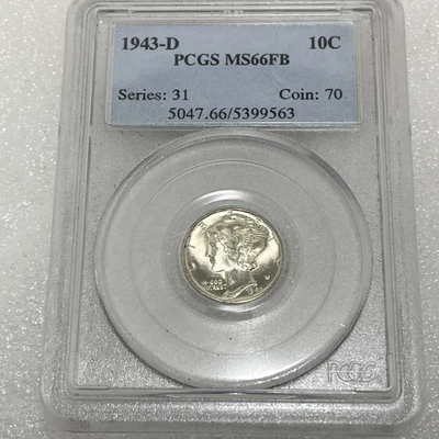 1943-D PCGS MS66FB MERCURY SILVER DIME 10C - OLDER HOLDER - Image 1 of 4