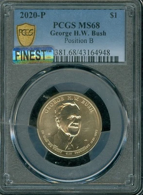 2020 P GEORGE H.W. BUSH DOLLAR PCGS MS68 POS B MAC FINEST & SPOTLESS . - Image 1 of 2