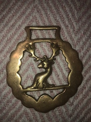 Decorative Vintage Horse Brass With Deer Head Design - Image 1 of 2