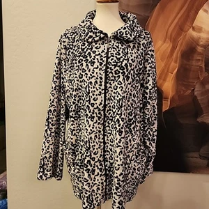 Stan Herman 2x Fleece Jacket Animal Print Zipper Pockets - Picture 1 of 7