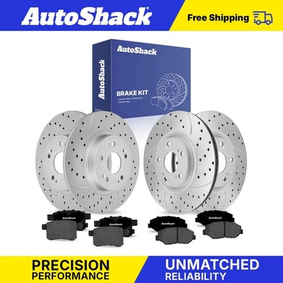 Front Rear Drilled Slotted Brake Rotors Premium Ceramic Pads for Honda Accord - Image 1 of 2